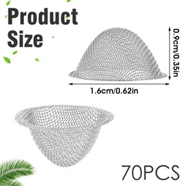 Tapered Screens Filter, 16mm Stainless Steel Pipe Screens Filter, Bowl Mesh Gauzes Filter, Reusable Mesh Bowl Screens, Metal Wire Mesh Filter (Adjustable Size) (70PCS)