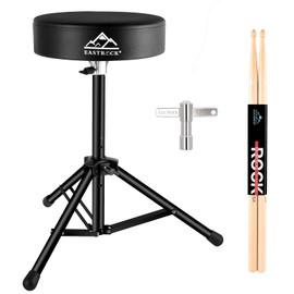EASTROCK Drum Throne,Padded Drum Seat Drumming Stools with Anti-Slip Feet for Adults and Kids Drummers (Black Upgrade)