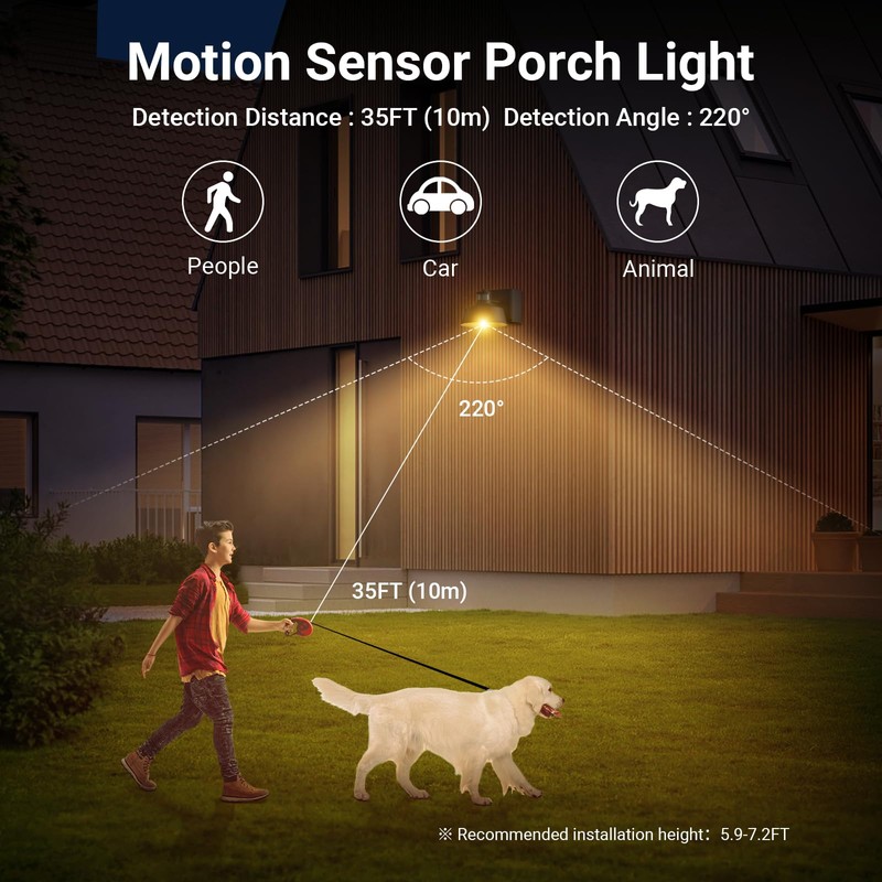 Ehaho Porch Lights with Outlet, Dusk to Dawn Motion Sensor