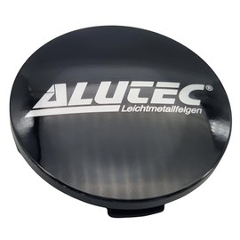 1 x Alutec Hub Cap 60 mm Black Gloss (N23) Logo Silver – Original Wheel Centre Cap/Hub Cap