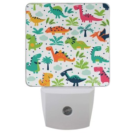 Vdsrup Cute Little Dinosaur Night Light Set of 2 Forest Tree Dino Dragon Plug-in LED Nightlights Auto Dusk-to-Dawn Sensor Lamp for Bedroom Bathroom Kitchen Hallway Stairs