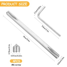 Square spindle 8 mm x 150 mm for door handle, square for door handle, spindle rod, handle pin, square pin for door handles, door lock, inner door, fixing pin, door handle, steel, with 1 key, 4 screws