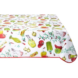 Violet Linen Classic Euro Temptations Tablecloth with Large Vegetables Design, 52" X 70"