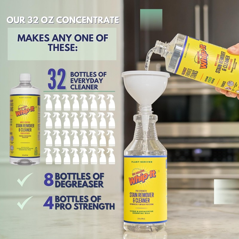 Whip It Cleaner, Multi Purpose Stain Remover CONCENTRATE, Makes 32