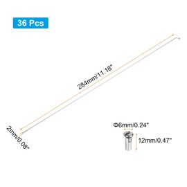 PATIKIL 14G Bicycle Spokes 284 Mm/11.18 Inch, 36 Pcs Stainless Steel J Bend 2mm Mountain Bike Spokes with Brass Nipples for City Road Bike Electric Bike MTB Wheel Spokes, Silver