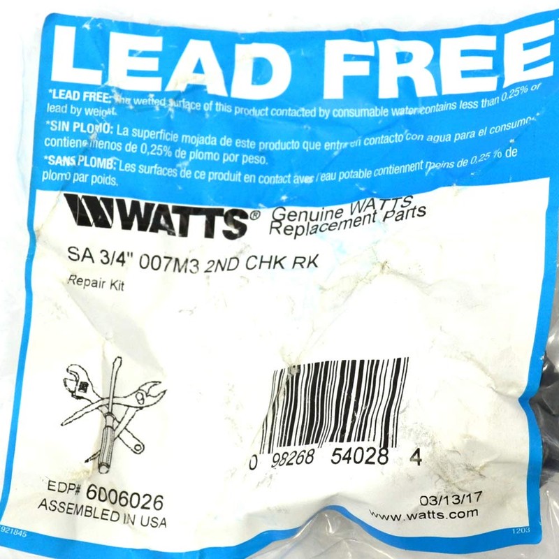 Watts 3/4 IN Double Check Valve Total Repair Kit, RK-007,