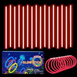 100Pcs Glow Sticks Party Packs with Connectors,20cm Glowsticks,Glow in the Dark Supplies,Long Lasting Glow Stick Necklaces Bracelets Glasses Accessories for Kids Adults Xmas Easter Party Supplies-Red