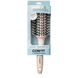 Conair Ceramic Wood Natural Shine Booster Round Hair Brush