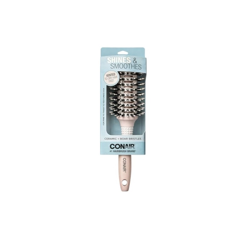 Conair Ceramic Wood Natural Shine Booster Round Hair Brush