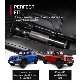Flashlight Holder Bracket Mount for Jeep - Suitable for 2018-2025 Jeep Wrangler Unlimited 4-Door JL & 2020-2025 Jeep Gladiator JT