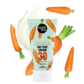 Organic Shop, Crema facial con protección FPS 30 PARA PIEL NORMAL A SECA de Zanahoria, 50 ml
