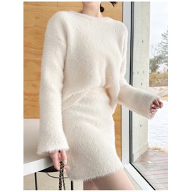 Lovely mini cropped knit set two-piece (new seasonal outing look, date look, daily look) / 러블리 미니 크롭 니트세트 투피스 (신상 간절기 나들이룩 데이트룩 데일리룩 )