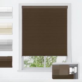 LazBlinds No Tools No Drill Cordless Cellular Shades, Blackout Light Blocking Honeycomb Shades for Home, Thermal Insulation Blinds for Windows, 27" W x 64" H, Dark Coffee