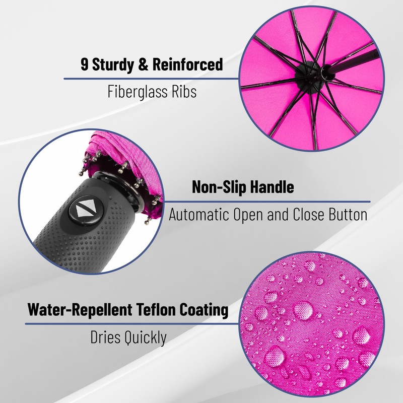 Mr. Pen- Windproof Travel Umbrella, Pink Blossom, Automatic Umbrellas for