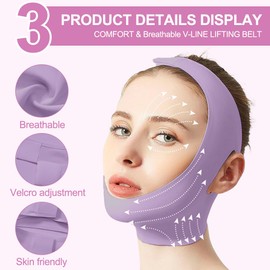 XBFOCNH V Face Masks, Reusable V-Line Mask, for Double Chin and Saggy Face Skin, Purple