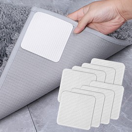 FuKuEn Rug Grips for Laminate Floor 8 pieces Anti Slip Rug Grippers for Tiled Floor Washable Anti Curling Rug Grippers 10 x 10 cm Non Slip Rug Gripper Pads