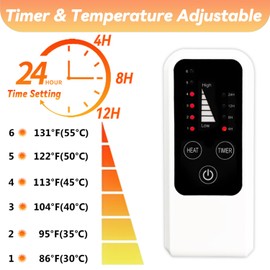 Heeyoo Pet Heating Pad, Adjustable Temperature Dog Cat Heating Pad with Timer, Waterproof Heated Dog Bed with Chew Resistant Cord, Auto Power-Off Indoor Pet Heated Mat for Dogs and Cats