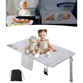 Ravasen Toddler Airplane Bed, Airplane Seat Extender Travel Bed for Kids, Baby Travel Essentials for Flying, Portable Plane Footrest for Kids, Toddler Must Haves for Flights Grey