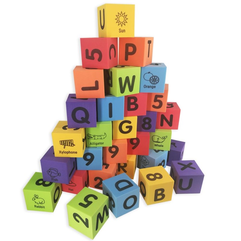 MOBU Foam Building Blocks 30PCS Learning Letters Alphabet Blocks Puzzle,