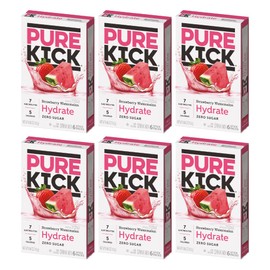 PURE KICK Hydration Singles To Go Drink Mix, Strawberry Watermelon, Includes 6 Boxes with 6 Packets in each Box, 36 Total Packets