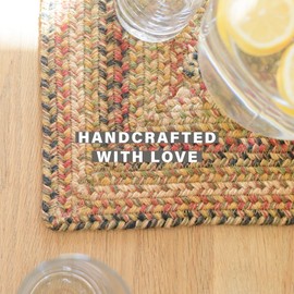 Homespice Kingston Premium Jute Braided Placemat Set of 4 Oval 10x15 Multi Color Reversible, Natural Jute Yarn Rustic, Country, Primitive, Farmhouse Style