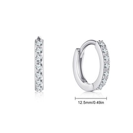 LuLiyLdJ 1 Pair Silver Earrings Cubic Zirconia Hoop Earrings Women's Gifts Women/Men Earrings Hoop Earrings Silver 12 mm, Sterling Silver