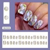 24Pcs Short Square Press on Nails Coffin Fake Nails Glossy