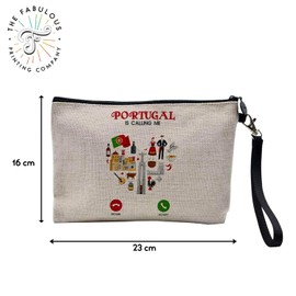 Tasche aus Leinen – Phone Call is Calling Me Sport Leisure Passion Kultur Tourism Travel – Kosmetiktasche aus Segeltuch in Leinenoptik – Kulturbeutel – Geldbörse, Portugal Culture, 23.5 x 15 cm,