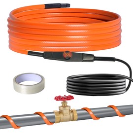 heninhill Frost Protection Heating Cable with Thermostat 6 m, Self-Regulating Heating Band for Water Pipe, Plants, Gutters
