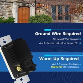 LIDER No Neutral Wire Required Humidity Sensor Switch, Automatic Humidity Detection, Air Circulator, Bathroom Fan Automated Control, Adjustable Timing, 1-Pole, Light Almond, Wall Plate Included 2 Pack