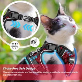 Cat Harness and Leash for Walking Escape Proof Soft Adjustable Cat Leash Breathable Honeycomb Structure Comfortable Vest Easy to Wear Kitten Harness for Outdoor Travel, Honeycomb Red, M