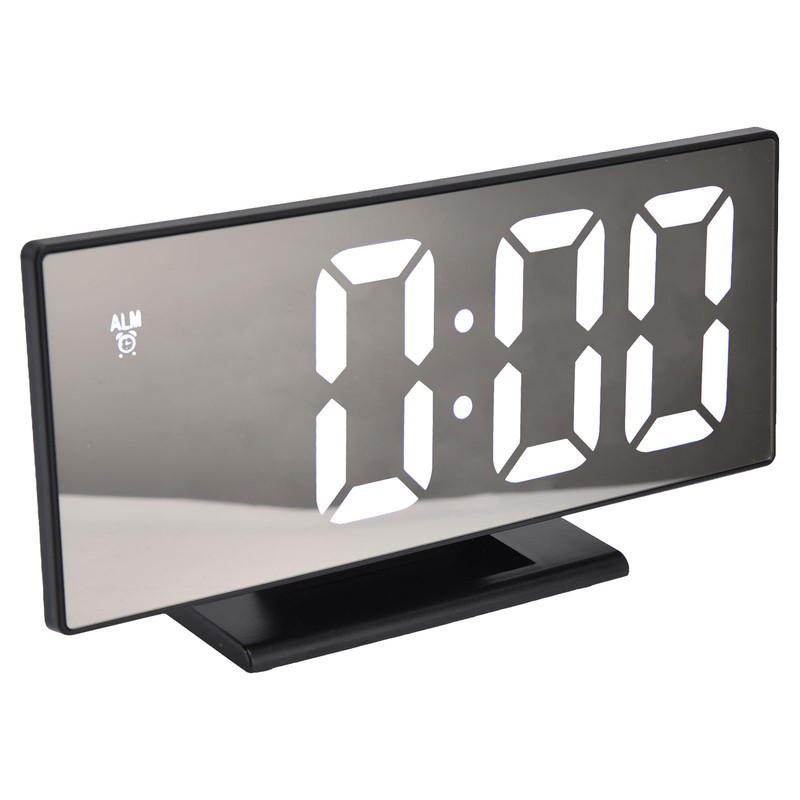 Digital Alarm Clock LED Mirror Screen USB Charging Automatic Dimming