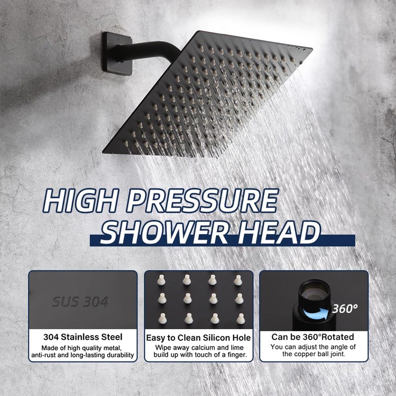 POP SANITARYWARE Matte Black Shower Faucet Set with Tub Spout