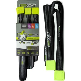 Twisted Goat Industrial Twist Ties, Ratchet Tie Down Straps with 3-Wire Braided Design, Heavy Duty Cargo Straps, Gear Ties, Reusable Ratchet Straps, Camper Accessories (Starter Pack: 3-Ft/6-Ft/10 Ft)
