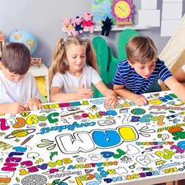 Leezead Positive Affirmations Coloring Poster, Motivational Large Coloring Poster Giant Positive Coloring Tablecloth Banner Color-in Activities Games for Classroom Home Birthday Party Supplies