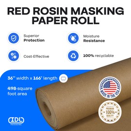 IDL Packaging 36" x 166' Brown Rosin Heavy-Duty 66# Contractor Painters Paper Roll (Case of 4) - Made in USA Floor Covering for Painting and Construction
