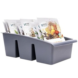 Vilde Kitchen Organiser Storage Box for Spices, Bag Soups Grey | Spice sorter with 3 compartments, 25 x 15 x 9 cm, made in the EU