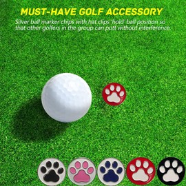 Ikiretmua Golf Marker Paw Magnetic Golf Marker Clip with Hat Clip Pedestal Magnetic Clip Golf Equipment Golf Goods Father's Day Gift (Black + Red (Set of 2))
