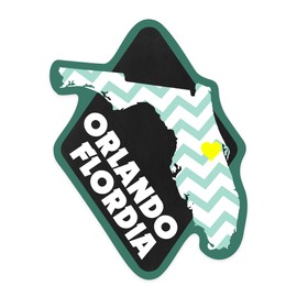 Die Cut Sticker Orlando, Florida, Chalkboard State Heart, Contour Vinyl Sticker 1 to 3 inches (Waterproof Decal for Cars, Water Bottles, Laptops, Coolers), Small