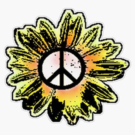 EB Store Sunflower Peace Sign 1 Vinyl Waterproof Sticker Decal Car Laptop Wall Window Bumper Sticker 5'' EBSTORE-STICKERS-667
