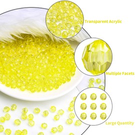 BONNY BOXX 500pcs 8mm Acrylic Faceted Round Crystal Beads Transparent Citrine Loose Spacer Craft Beads for DIY Bracelet Necklace Earring Keychain Jewelry Making Bags Decoration