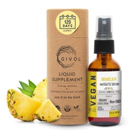 GIVOL GIVOL Organic Raw Bromelain Mist-Liquid Pineapple Extract - Enhanced Potency 500mg, for Kids & Adults - for Digestive Health, Inflammatory Response, and Healing - Non-GMO - 60ml 120 Day Supply