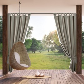 Eurofirany Garden Outdoor Curtain with Tab-Top Curtain Removable Loops, Sun Protection, Privacy Screen, Windproof, Waterproof Curtain for Gazebo, Patio, Pergola, 155 x 200 cm, Cappuccino, Pack of 1