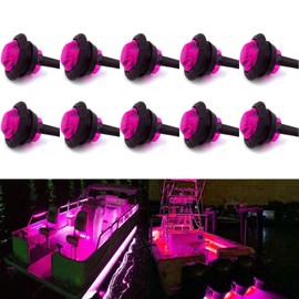 KEING 10 Pack Waterproof Marine Boat LED Lights, LED Underwater Lighting, Utility Led Interior Lights Navigation Lights Deck Courtesy Lights 12V for Yacht Boat Fishing Pontoon Sailboat Kayak (Purple)
