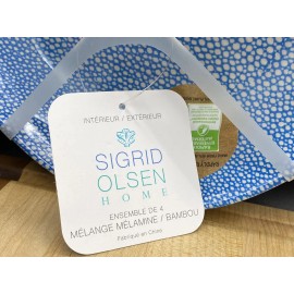 SIGRID OLSEN MELAMINE Blue Ocean Coastal 7.5" Salad/Soup Bowls NEW - Set of 4