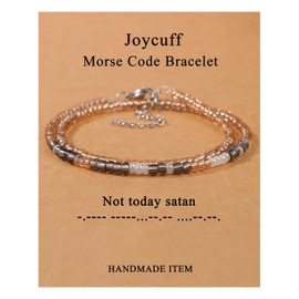 Bracelets for Women Valentines Gifts for Wife Mom Layered Morse Code Bracelet Jesus God Cute Religious Jewelry for Daughter Unique Charm Not Today Satan