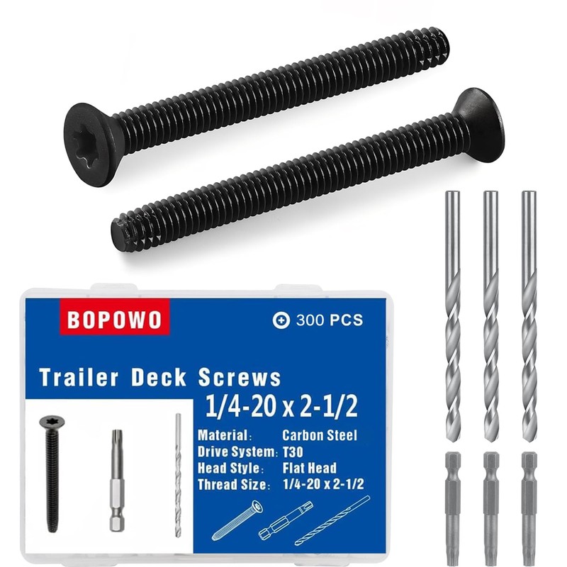 Bopowo (300pcs) 1/4-20 x 2 1/2 Flat Head Thread Cutting