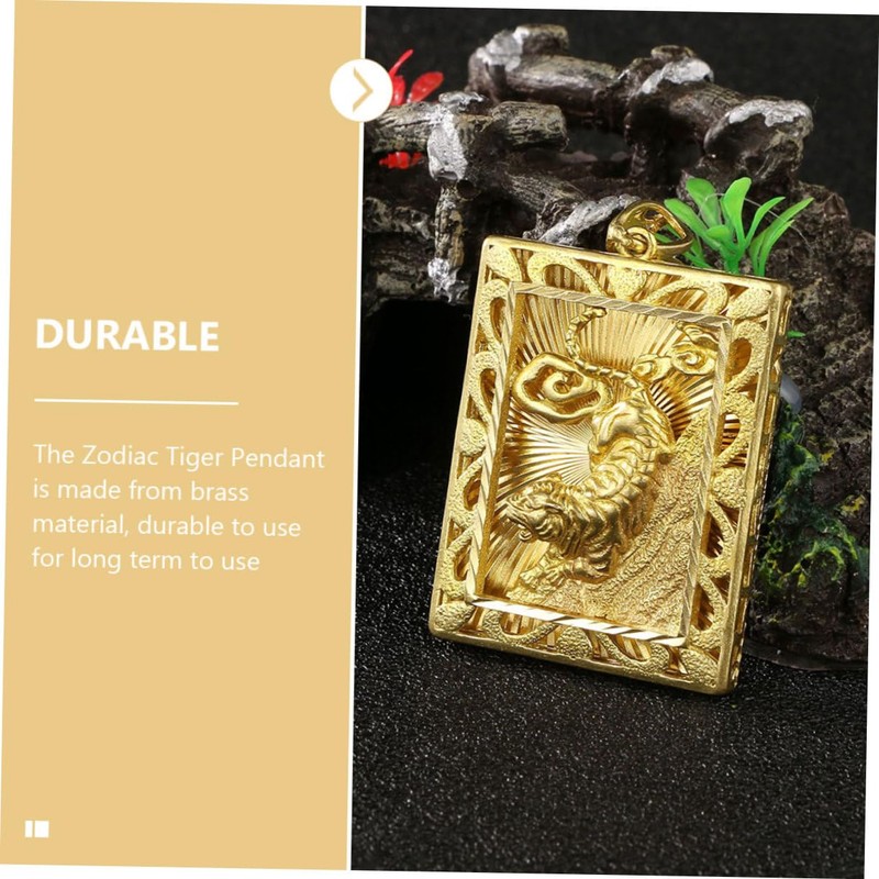 DOITOOL 2pcs Antique Brass Zodiac Tiger Pendant Lightweight Hanging Decor