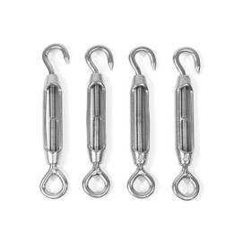 304 Stainless Steel Turnbuckle [M5 Set of 4] Eye Hook, Wire, Rope, Tightening, Adhesion, Adjustment Sunshade Fixing Hardware