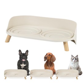 Soporte elevado para comedero para perros, mesa de comedor elevada para perros y gatos pequeños y medianos, se adapta a platos de alimentos y agua de hasta 6 pulgadas de diámetro, color blanco lechoso